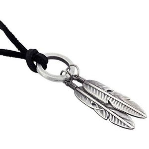 DonDon - Bruine Leren Ketting - Heren - Met Verschillende Hangers - Leer