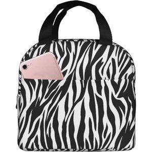 Zebraprint, uniseks, verdikte geïsoleerde lunchtas met voorvak voor werk, reizen, wandelen, picknick