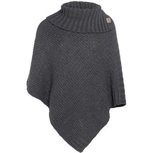 Knit Factory - Nicky - Gebreide Poncho - Antraciet - Dames Poncho