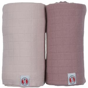 Lodger xl hydrofiele doeken 110x110 cm - soepel katoen - Zacht - Creme/roze