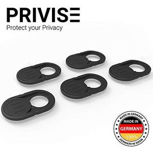 Privise Webcamcover | De Originele Schuifbare Webcam Cover | Computerbeveiligingsproducten | Webcam Cover | Telefoon-, tablet- en laptopcamerahoes | Zwart of wit | 5 stuks
