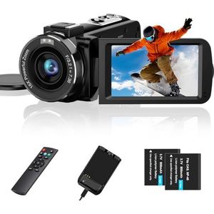 CAMKORY Videocamera 2,7K camcorder 36MP 16X digitale zoom IR-nachtzicht 3,0 '' aanraking met het IPS-scherm webcam camera voor YouTube Tiktok