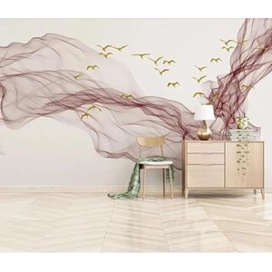 Minimalistische Gouden Vogel 3D Behang Mobili Kantoor Woonkamer Bank Sofa Slaapkamer TV Achtergrond Muur Decoratie-400cm×280cm