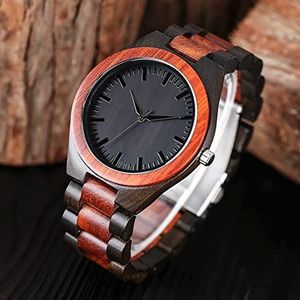 Handgemaakt Mannen hout horloges vintage mannen verstelbare houten armband band pols quartz horloge uurwerken Huwelijksgeschenken (Color : Pure Dial)