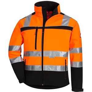 Nitras Motion Tex VIZ Softshell-jas, werkjas met 3M reflecterende strepen, windbreaker, waterafstotend en winddicht, oranje, maat 2XL, oranje, XXL