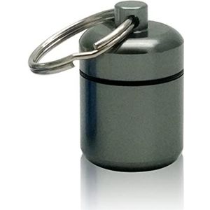 Mini Pillen Doos Aluminiumlegering Sleutelhanger Fles Backpacken Persoonlijke Tabletten Volwassenen Kinderen Ouderen Waterdichte Verzegelde Container Grijs