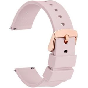 Siliconen rubberen horlogeband band 14mm 16mm 18mm 19mm 20mm 21mm 22mm 24mm for mannen vrouwen vervangende armband zwart blauw rood (Color : Pink-Rosegold, Size : 20mm)