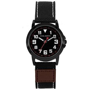 Coolwatch kinderhorloge 'Jort' canvas-staal bruin-zwart CW.245