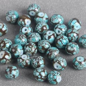 8mm10mmkleurrijk gecoat ondoorzichtig glas ronde losse kralen voor sieraden maken armband DIY ambachten-bruin meerblauw-10mm(20 stuks)