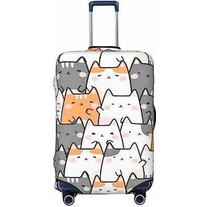 TOMPPY Oranje katten bedrukte bagagehoes elastische wasbare kofferhoes anti-kras kofferbeschermer geschikt voor 45-90 cm bagage, Zwart, L