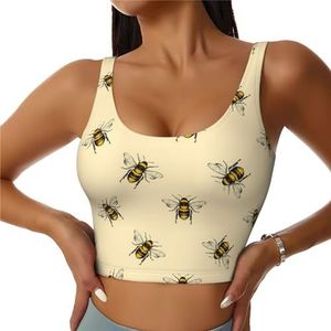 Honing Bee Print Casual Wear Vrouwen Sport Vest Yoga Vest Workout Vest Voor Vrouwen Lichtgewicht Trendy, Zwart, S