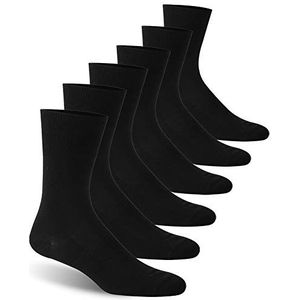 Facool Brede losse top crew sokken, heren diabetische katoen niet-bindende dunne diabetes neuropathie lange gewatteerde sokken met naadloze teen (groot en lang beschikbaar), 6 paar zwart XXL