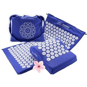 Acupressuurmat met kussen - perfect voor beginners (traagschuim past zich aan) - pure ontspanning - 100% katoenen hoes - Acupressuurmat blauw