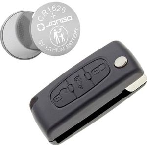 Jongo - Sleutelhoes zonder lemmet compatibel met Peugeot 407 (2004-2010) | CE0523 | met 1 x CR1620 batterij | sleutelbehuizing klap auto afstandsbediening 3 toetsen