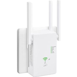 WLAN Repeater WLAN-versterker, 1200 Mbit/s, dual-band 5G & 2,4 G wifi-booster met repeater/router/access point-modus, 4 antennes, wifi-versterker, wifi range extender met LAN/WAN-poort (wit)