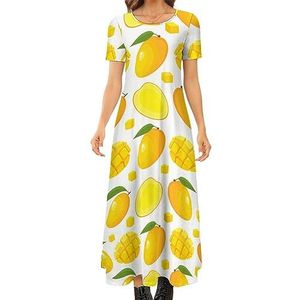 Mangopatroon dames zomer casual korte mouw maxi-jurk ronde hals bedrukte lange jurken 7XL
