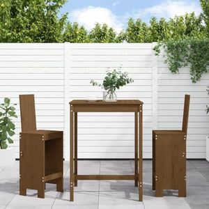 DIGBYS Meubels-sets-3-delige tuin bar set honing bruin massief hout grenen