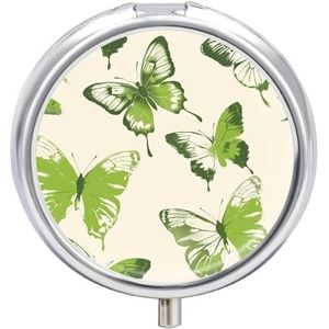Draagbare Pillendoos Pillendoosje Lime Groene Vlinder Reizen Pillendoos Kleine Pil Case Dagelijkse Pil Container Pil Organizer Pocket Geneeskunde Doos Leuke Pil Case