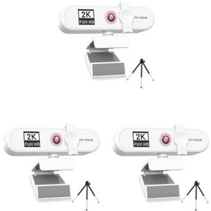 Mealoodiousmusea 3 set Computer Webcam Auto-focusing HD USB Online Verstelbare PC Camera met Microfoon Bedrade Vervanging Externe Web Cam Camcorder Wit 2 K
