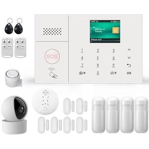 Alarmsysteem Draadloos Alarmsysteem WiFi-huisbeveiligingssysteem Met IP-cameradetector Ondersteuning Tuya Smart Life Voor huis appartement kantoor (Color : K)