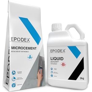 EPODEX Microcement Set voor Muren | Voegloze Designpleister voor Badkamer, Keuken en Meer | Incl. Plamuurmassa & Hars | Voor Beton, Tegels, Hout, Metaal en Meer | Binnen en Buiten | 7m²