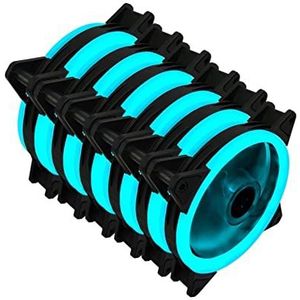 RGB Case Fan 120 mm 3pin Molex kleurrijke vloeistoflager LED -pc Computerkoelventilatoren Radiator Ventilador 12V (Blade Color : 6Pcs Blue 1 Ring)