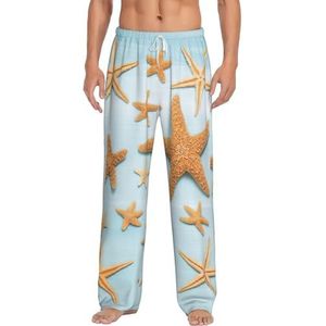 3d Mooie Maritieme Zomer Zeester Mannen Lange Lounge Wear Broek Nachtkleding Pyjama Bodems Nachtkleding Met Zakken En Trekkoord, Wit, S