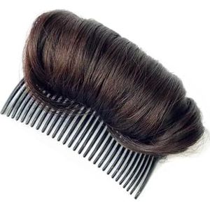 Haarknot, Onzichtbare, synthetische haarverzachter met kussenkam - De ultieme volume knotstyling Vrouwen(Brown black)