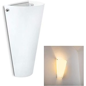 Wandlamp Zera van metaal/glas in wit, moderne wandlamp met up & down effect, 1 x E27, binnenwandlamp met lichteffect, zonder gloeilampen