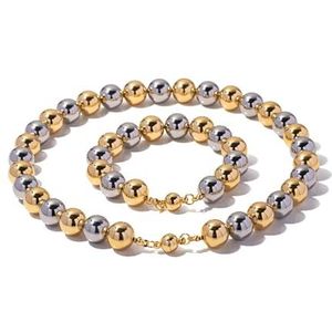 Eenvoudige gemengde tweekleurige magnetische ronde kralen armband ketting set alledaagse sieraden geschenken (Style : JDNW2306013)