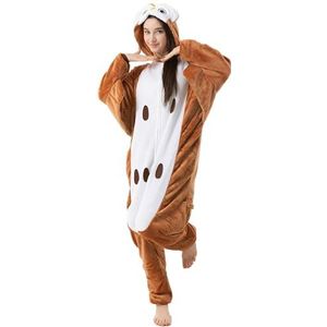 Katara 1744 Animal Onesie Unisex Pyjama Volwassenen Tieners (10+ Ontwerpen) Lichaamslengte 175-185cm, Bruine Uil