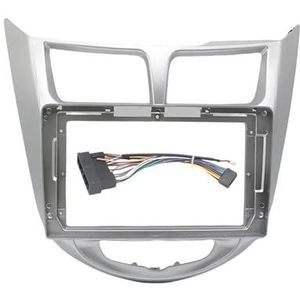 Autoradio 9 Inch Fascia Frame 2Din MP5 Speler Stereo Paneel Voor Hyundai I-25/Voor Accent/Voor Solaris/Voor Verna 2010-2016 Auto Fascia Radio Paneel(Silver frame cable)