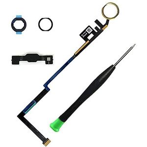 T Phael Witte Home-knop Vervanging Compatibel met iPad 5 5e Gen 2017 (A1822 A1823) en iPad 6 6e generatie 2018 (A1893 A1954) 9.7"" Incl Flex Kabel Connector en Schroevendraaier (Gouden Ring)