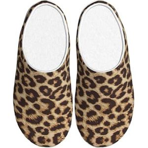 EdWal Luipaard Patroon Print Winter Warme Slippers Indoor Anti-slip Pluche Slippers Ontspannen Thuis Voor Vrouwen Mannen, Zwart, 37.5 EU