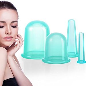DazSpirit Cupping voor anti-cellulitis-massage, 4 stuks, anti-cellulitis cups, voor massage, siliconen cups voor cellulitis, anti-aging, verlichting van gewrichtspijn (groen)