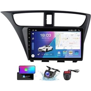9 Inch Touchscreen Dubbel DIN Autoradio Compatibel met Honda Civic 9 FK FB 2012-2017 met Carplay/Android Auto FM RDS DAB+ Autoradio WiFi 4G Draadloze Carplay Android Auto Bluetooth(NF-6)