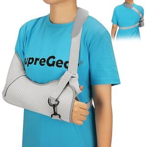 supregear Arm Sling Schouderimmobilisator, Comfortabel Medisch Rotator Manchet Ondersteuningsbrace Mannen Vrouwen Arm Band voor Schouderblessure, Gebroken & Gebroken Botten, Grijs, S