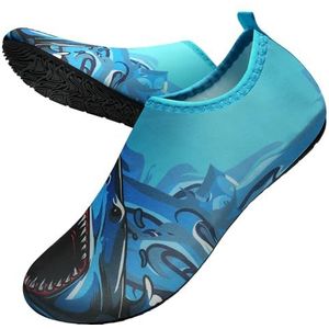 WateLves Waterschoenen Barefoot Schoenen Heren Dames Strand Aqua Sokken Zwemmen Zwembad (Haai Blauw 40/41)