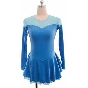 UPPJPBSW Kunstrijpak Voor Meisjes En Vrouwen Met Lange Mouwen, Wedstrijdpak, Schaatskleding, Ijsshowjurk,Sky blue,XL