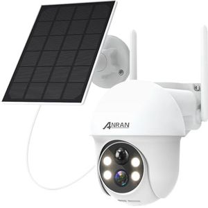 ANRAN Draadloze Beveiligingscamera met 360° Uitzicht, 2K 3MP Zonne Camera Buiten met Slimme Sirene, Spotlights, PIR Menselijke Opsporing, 2-Wegs Audio, Kleurennachtzicht, Waterdicht, Q01 Wit