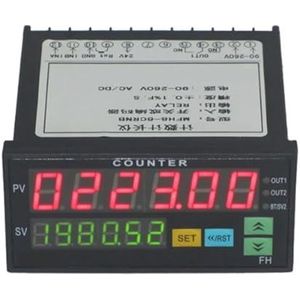 Teller, dual display, digitale teller, 6 cijfers, diode, AC/DC, lengtemeter, zwart