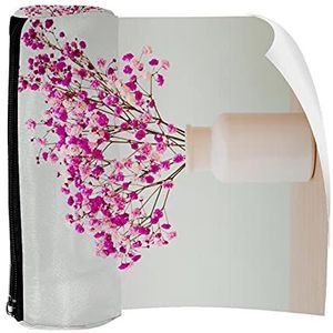 Potlood Case Pen Tas Houder met Rits Coin Organizer Tassen Make-up Cosmetische Pouch voor Vrouwen Tiener Meisjes Jongens Kinderen, Roze Baby Adem Bloemen in Witte Fles
