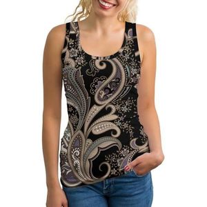 Mooie Traditionele Paisley Lichtgewicht Tank Top voor Vrouwen Mouwloze Workout Tops Yoga Racerback Running Shirts M