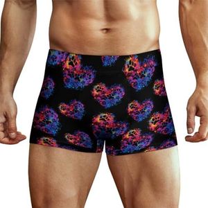 Tie Dye Love Dog Paw Boxershorts voor heren, hoge tailleband, zacht ondergoed, stretch trunks panty