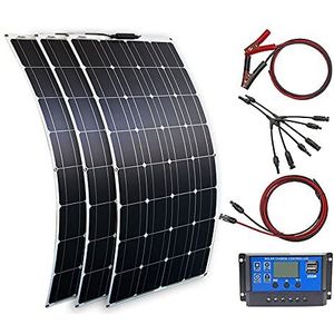 Monokristallijn Zonnepaneel Off-Grid Kit 300W 12V Zeer Efficiënte Zonnecel Flexibele Solar panel 100W Zonnemodule Met 30A Zonnelaadregelaar voor Camper,boot,12V Batterij oplader(300w)