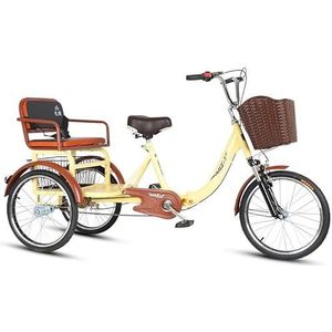 Volwassen driewielige fiets, tweezits driewielige fiets, opvouwbaar, gebruikt for winkelen, bezienswaardigheden bekijken en reizen (Color : White, Size : Damping)