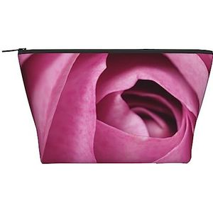 OPSREY Roze roos bloemen print make-up tas cosmetische tas draagbare waterdichte rits toilettas voor vrouwen reizen, zwart, één maat, Zwart, Eén maat