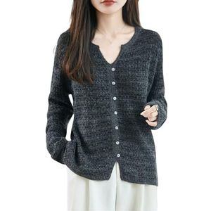 Kasjmier Gebreide Trui Warme Wollen Trui for Dames Elegante V-hals Truien Herfst-winter Outfits Met Lange Mouwen Casual Losse Damestops for Kerstmis(Black,XL)