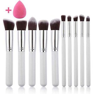 10 stks make-up borstels set tools poeder foundation oogschaduw make-up borstels cosmetica zacht synthetisch haar en spons borstelreiniger voor make-upborstels