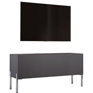 3E 3xE living.com TV-kast antraciet met poten in chroom, A: B: 100 cm, H: 52 cm, D: 32 cm. TV-meubel, tv-tafel, tv-bank